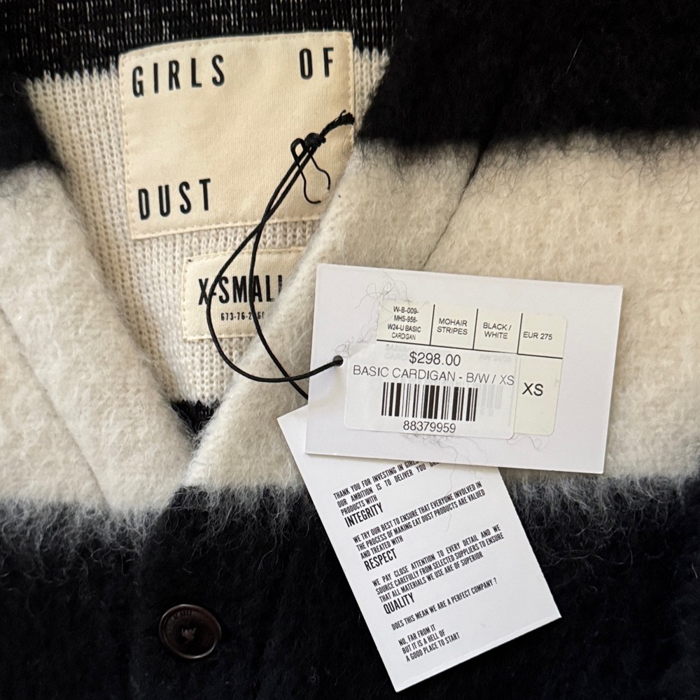 Girls of Dust Black and White Striped Cardigan XS NWT - Picture 5 of 10